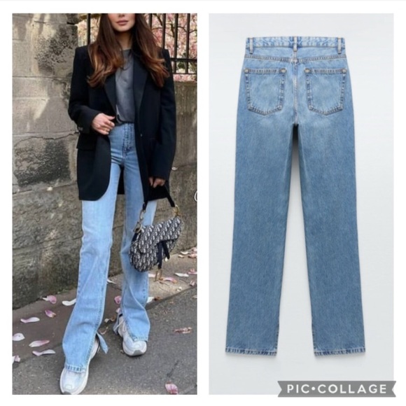 Zara Denim - ZARA 90’s HIGH RISE STRAIGHT LEG SPLIT HEM JEANS 4